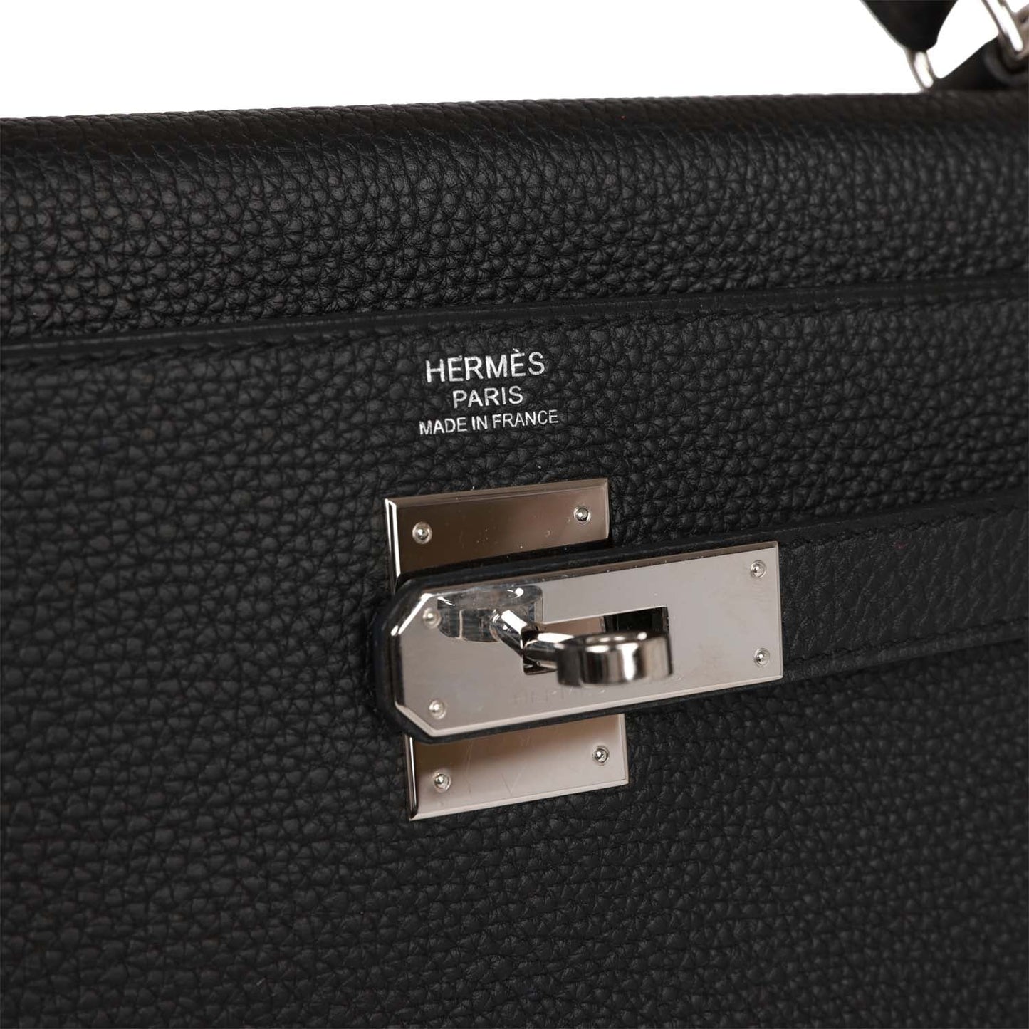 Pre-owned Hermes Kelly Retourne 32 Black Togo Palladium Hardware