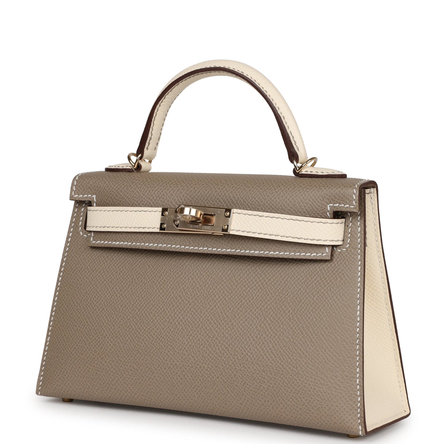 Hermes Special Order (HSS) Kelly 20 Nata and Gris Asphalte Epsom Sellier Gold Hardware