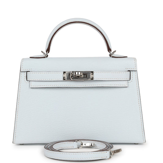 Pre-owned Hermes Kelly Sellier 20 Bleu Brume Chevre Palladium Hardware Payment 2