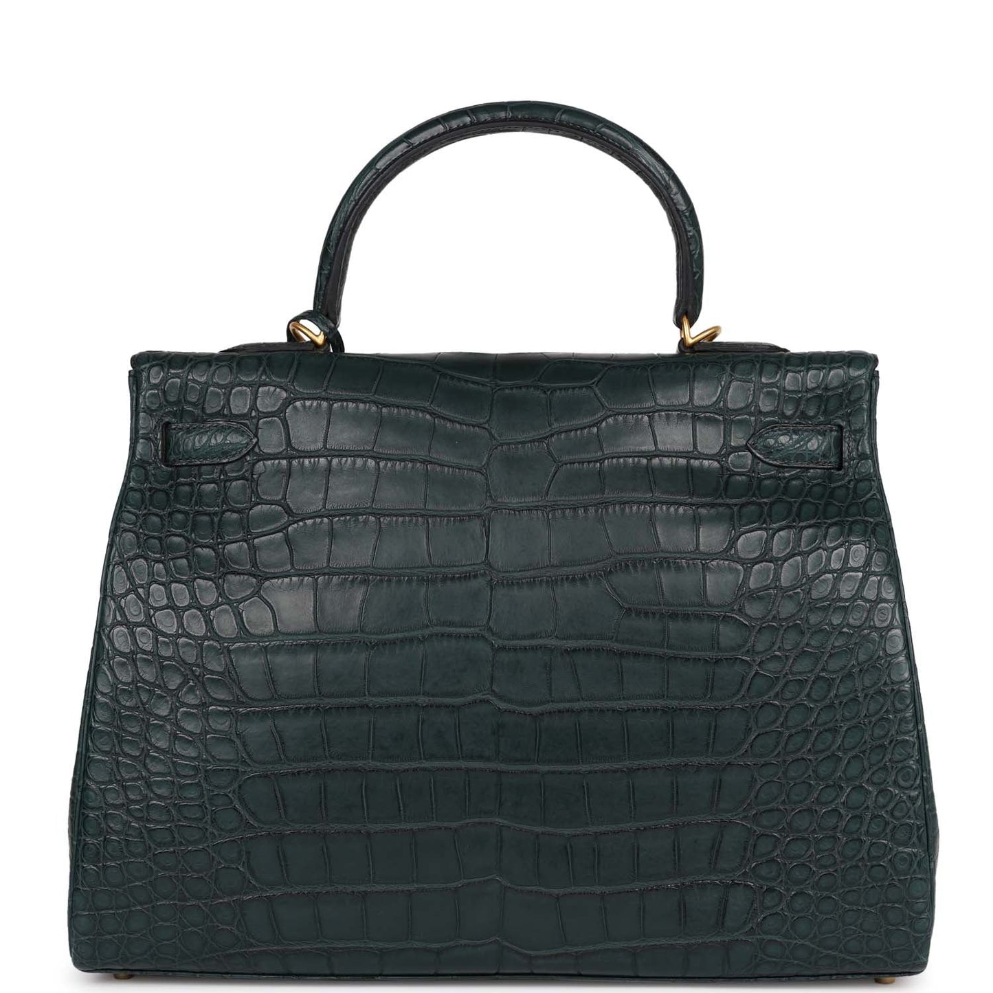 Hermes Special Order (HSS) Kelly Retourne 35 Vert Fonce Matte Alligator Brushed Gold Hardware