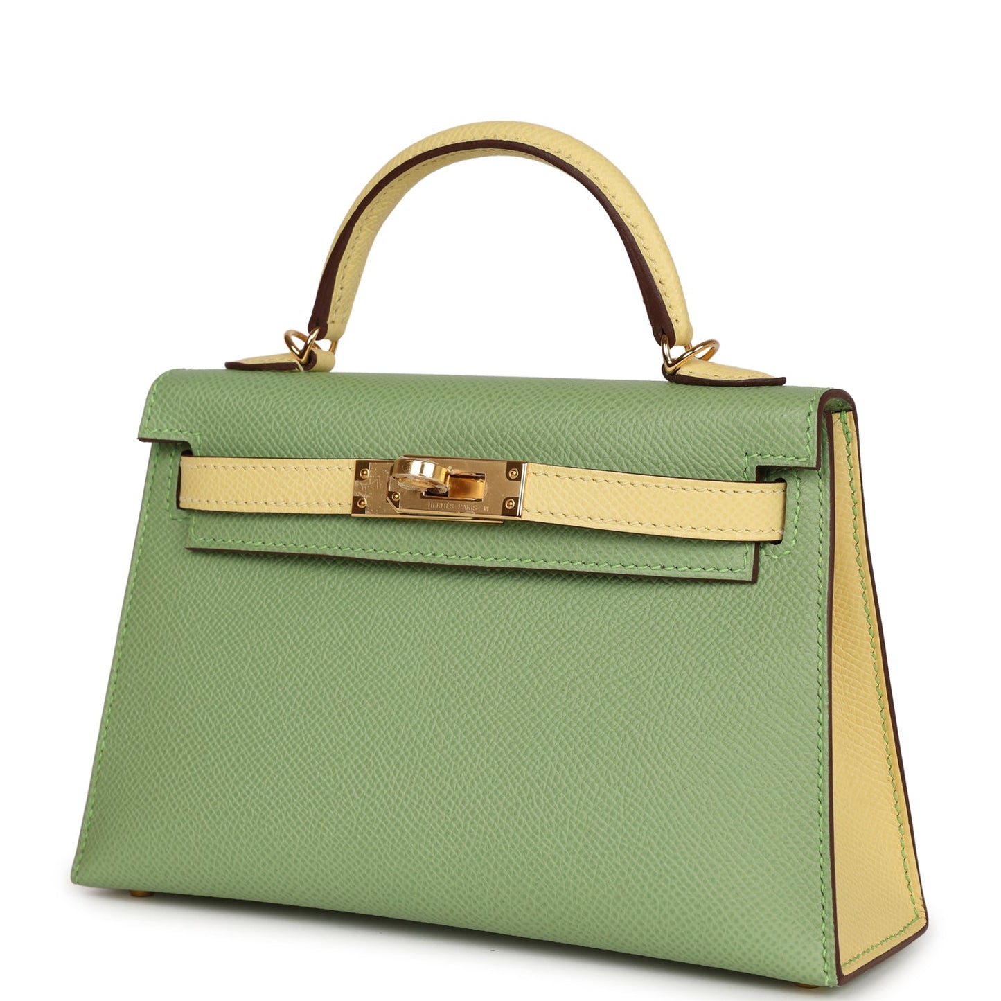 Hermes Special Order (HSS) Kelly 20 Vert Criquet and Limoncello Epsom Gold Hardware