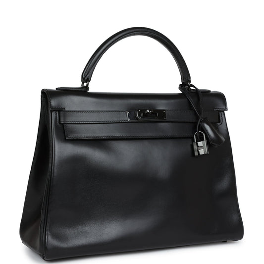 Pre-owned Hermes Kelly Retourne 32 SO Black Box Black Hardware