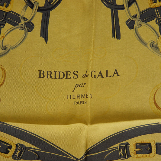 Pre-owned Hermes Vintage "Brides de Gala" Vert Giant Silk Shawl Scarf 90cm