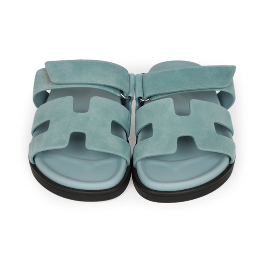 Hermes Chypre Sandals Bleu Suede 37