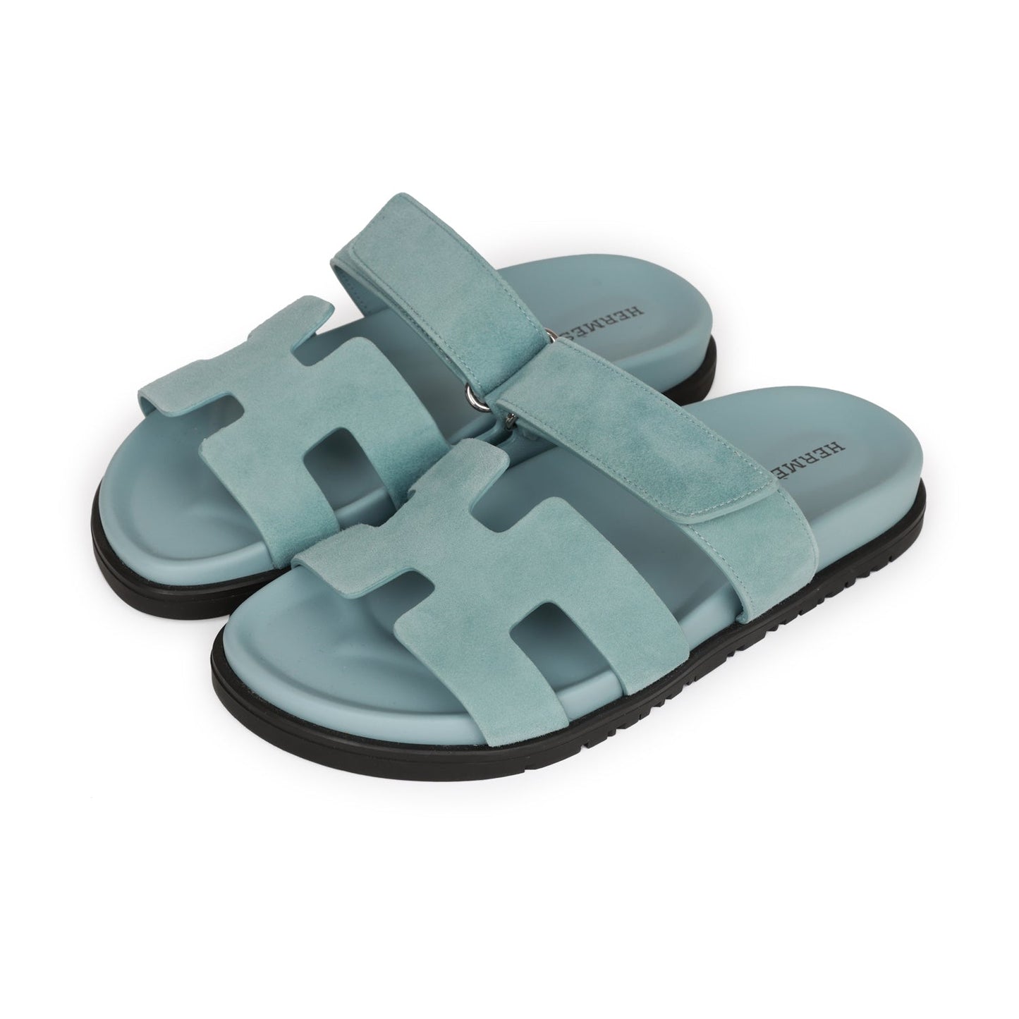 Hermes Chypre Sandals Bleu Suede 37