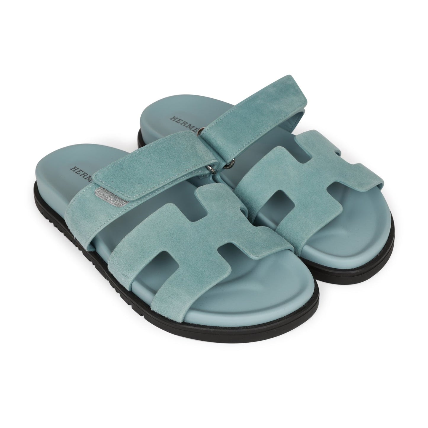 Hermes Chypre Sandals Bleu Suede 37