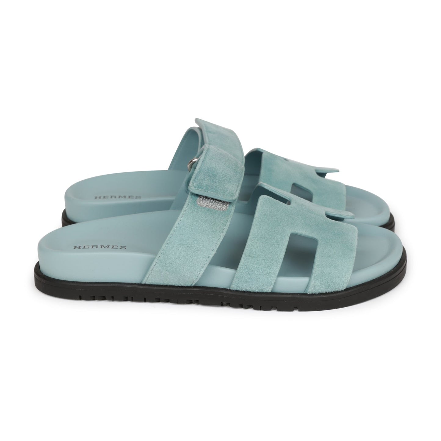 Hermes Chypre Sandals Bleu Suede 37