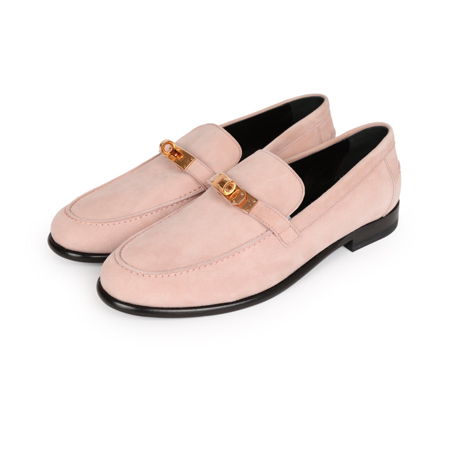 Hermes Destin Loafer Rose Aube Suede Rose Gold Hardware 38 EU