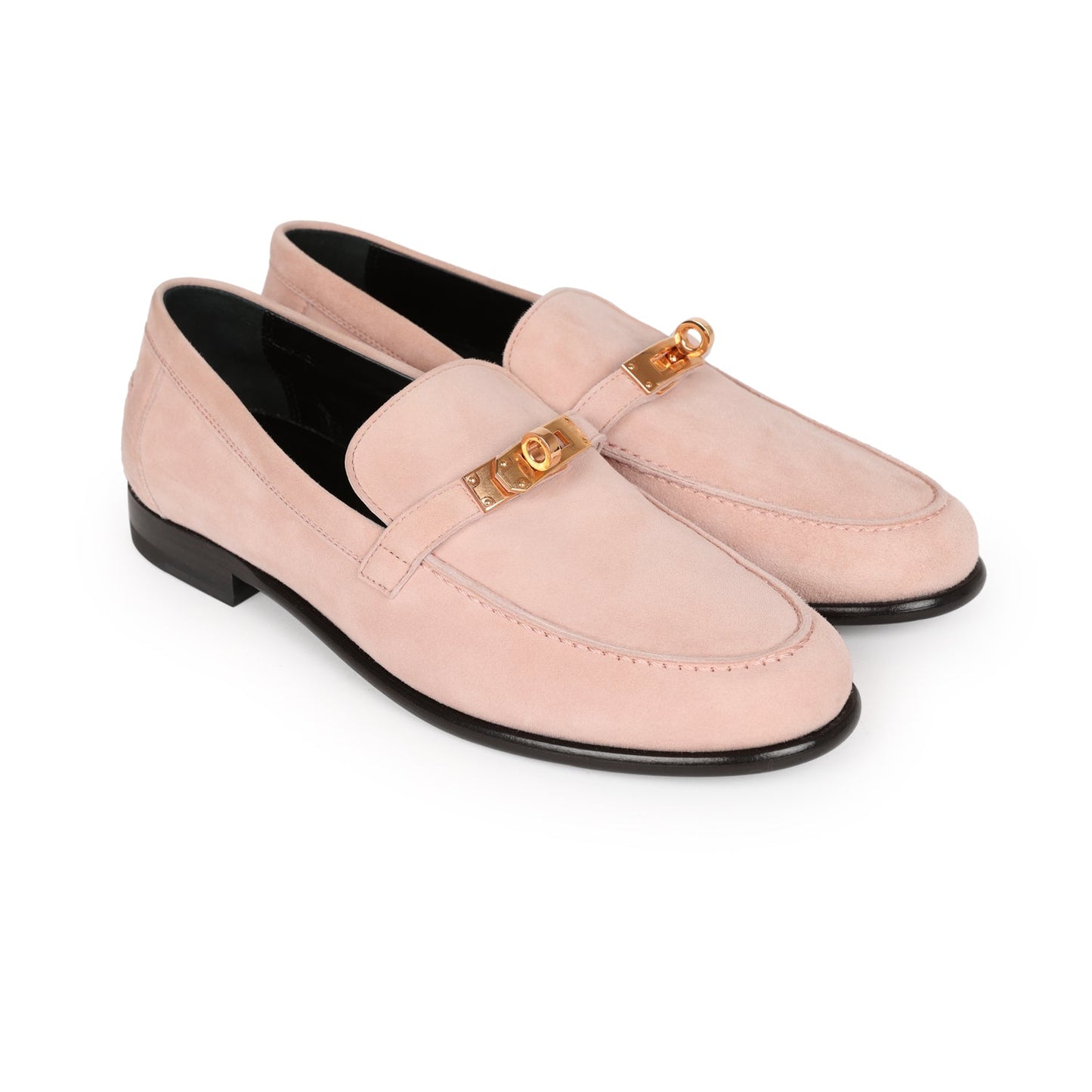 Hermes Destin Loafer Rose Aube Suede Rose Gold Hardware 38 EU