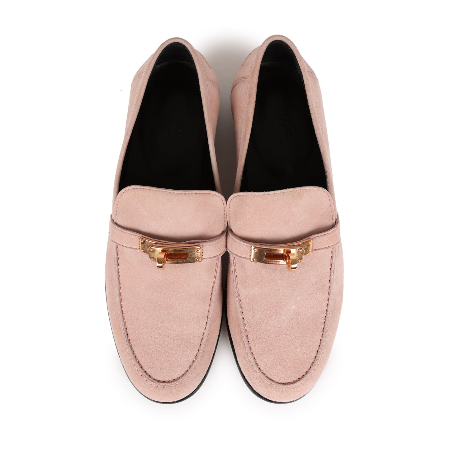 Hermes Destin Loafer Rose Aube Suede Rose Gold Hardware 38 EU