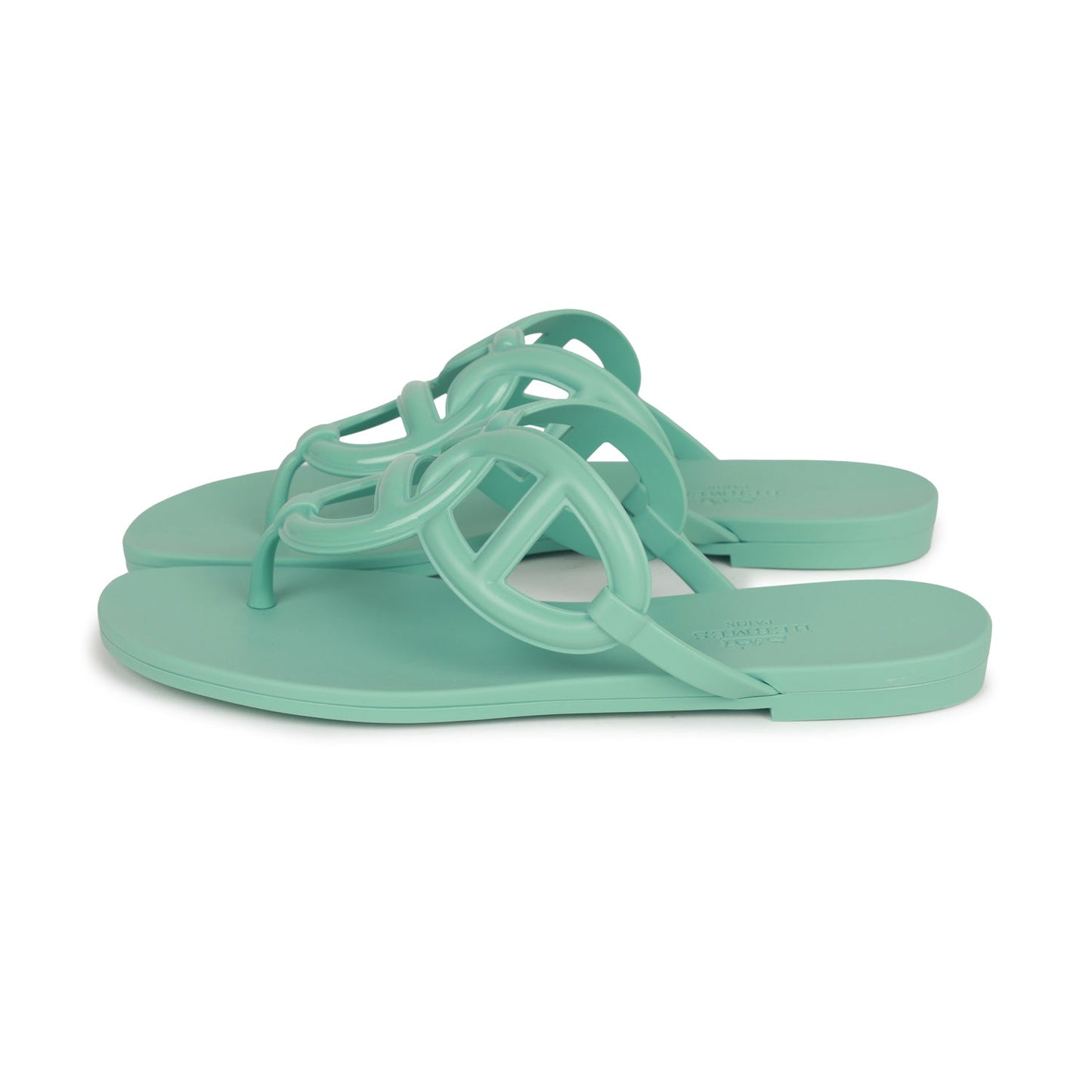 Hermes Egerie Sandals Vert Embrun Rubber 36