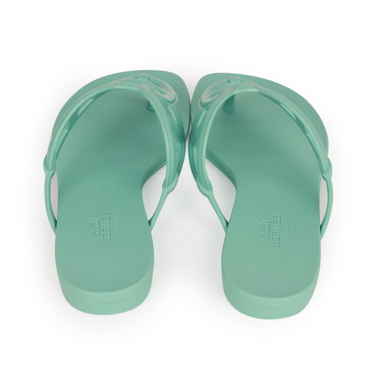 Hermes Egerie Sandals Vert Embrun Rubber 36