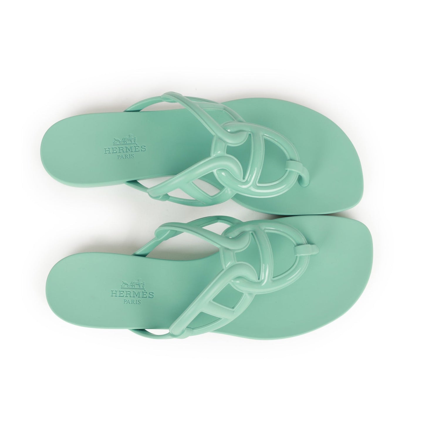 Hermes Egerie Sandals Vert Embrun Rubber 36