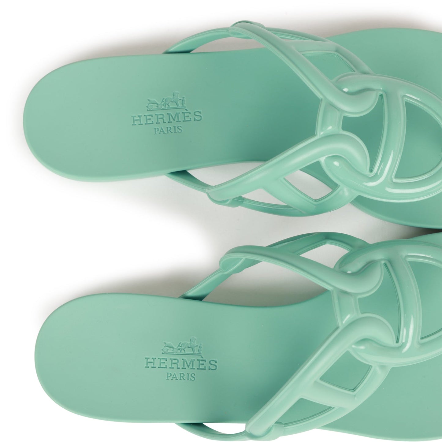 Hermes Egerie Sandals Vert Embrun Rubber 36