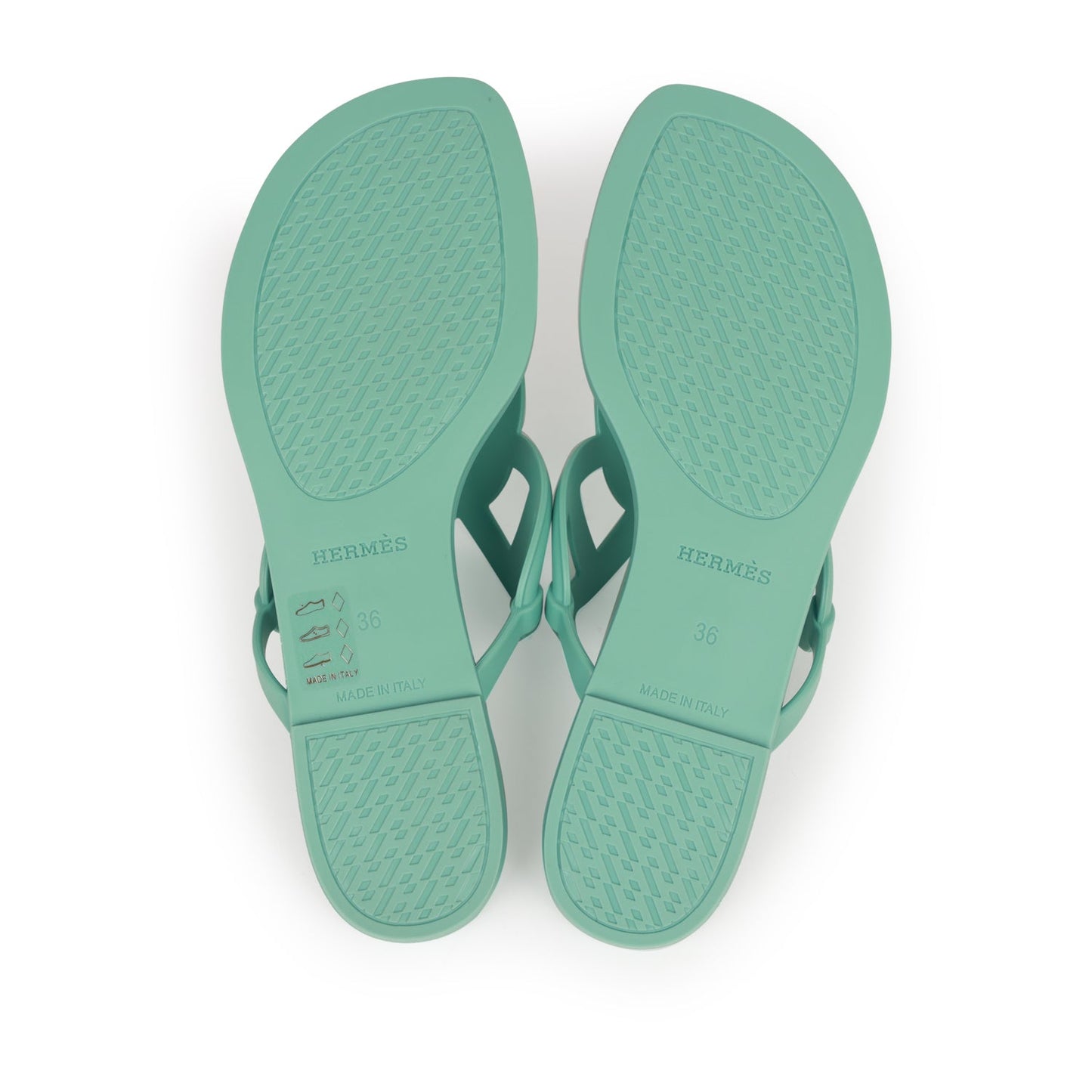 Hermes Egerie Sandals Vert Embrun Rubber 36