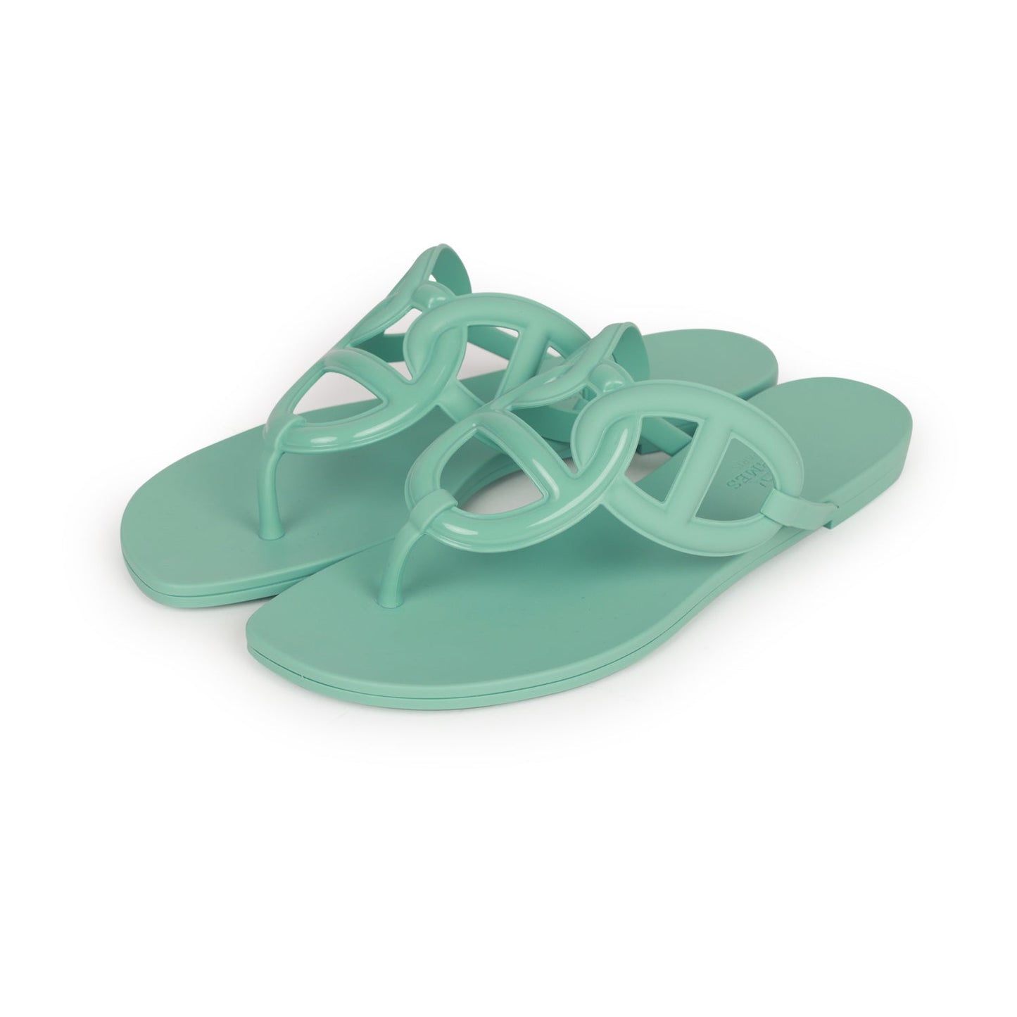 Hermes Egerie Sandals Vert Embrun Rubber 37