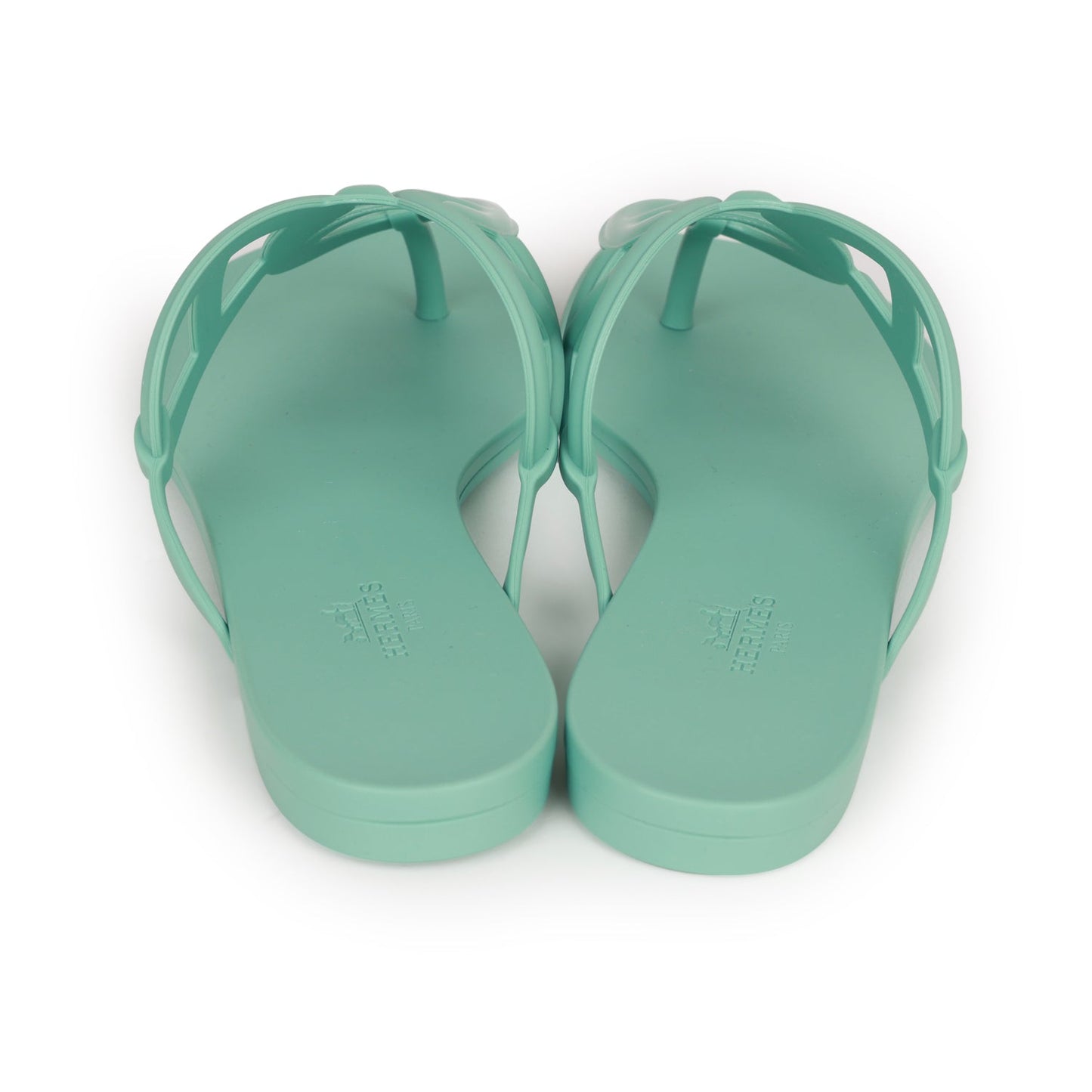 Hermes Egerie Sandals Vert Embrun Rubber 37