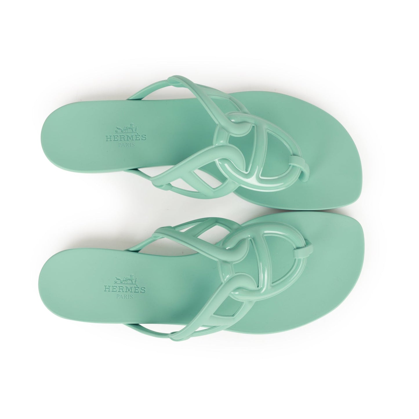 Hermes Egerie Sandals Vert Embrun Rubber 37