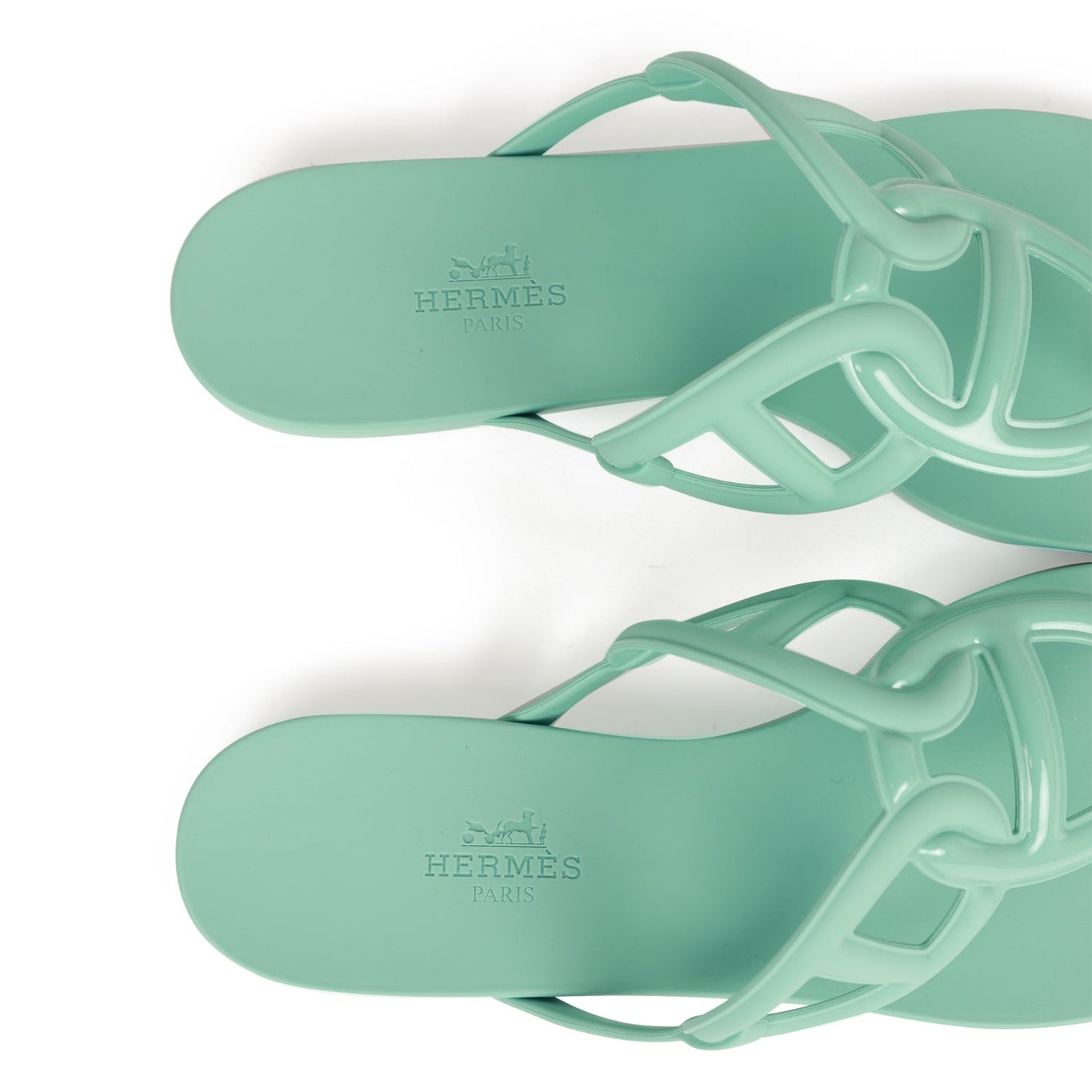 Hermes Egerie Sandals Vert Embrun Rubber 37