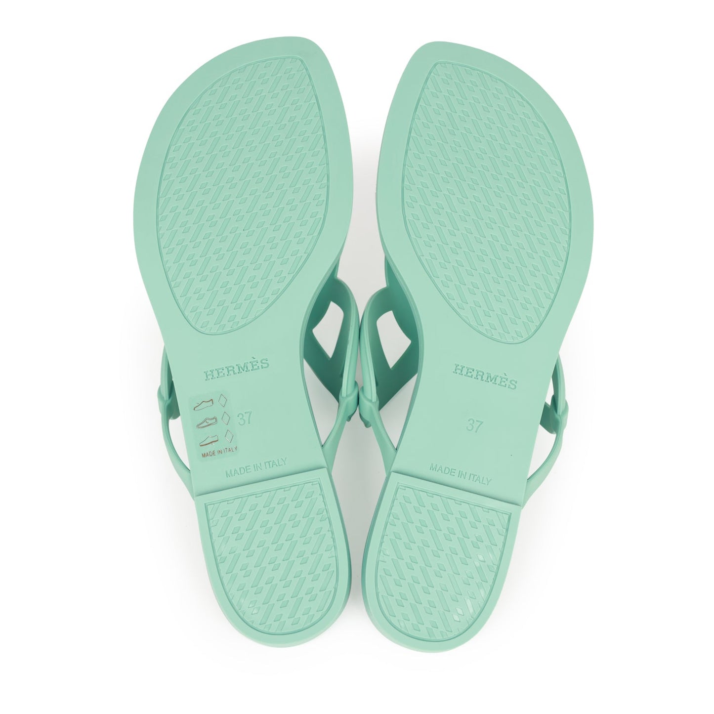 Hermes Egerie Sandals Vert Embrun Rubber 37