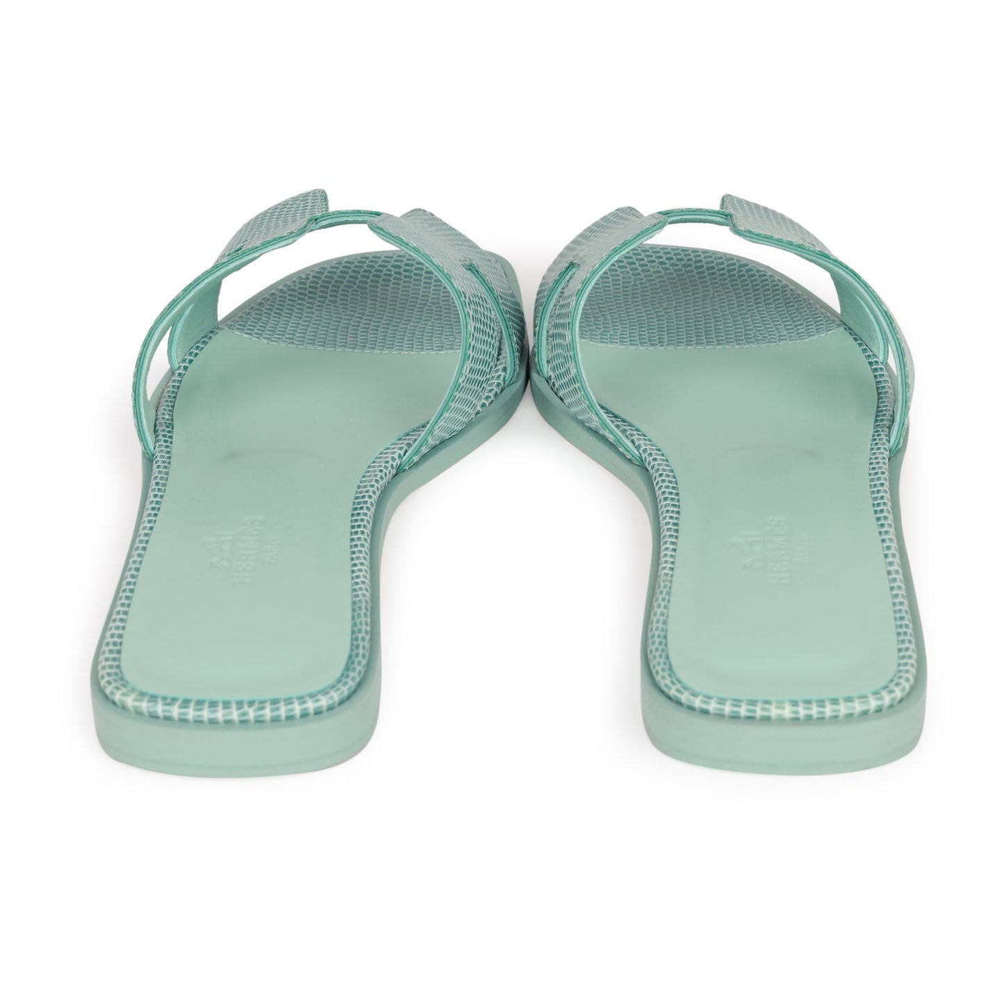 Hermes Oran Sandals Vert Embrun Lizard 37