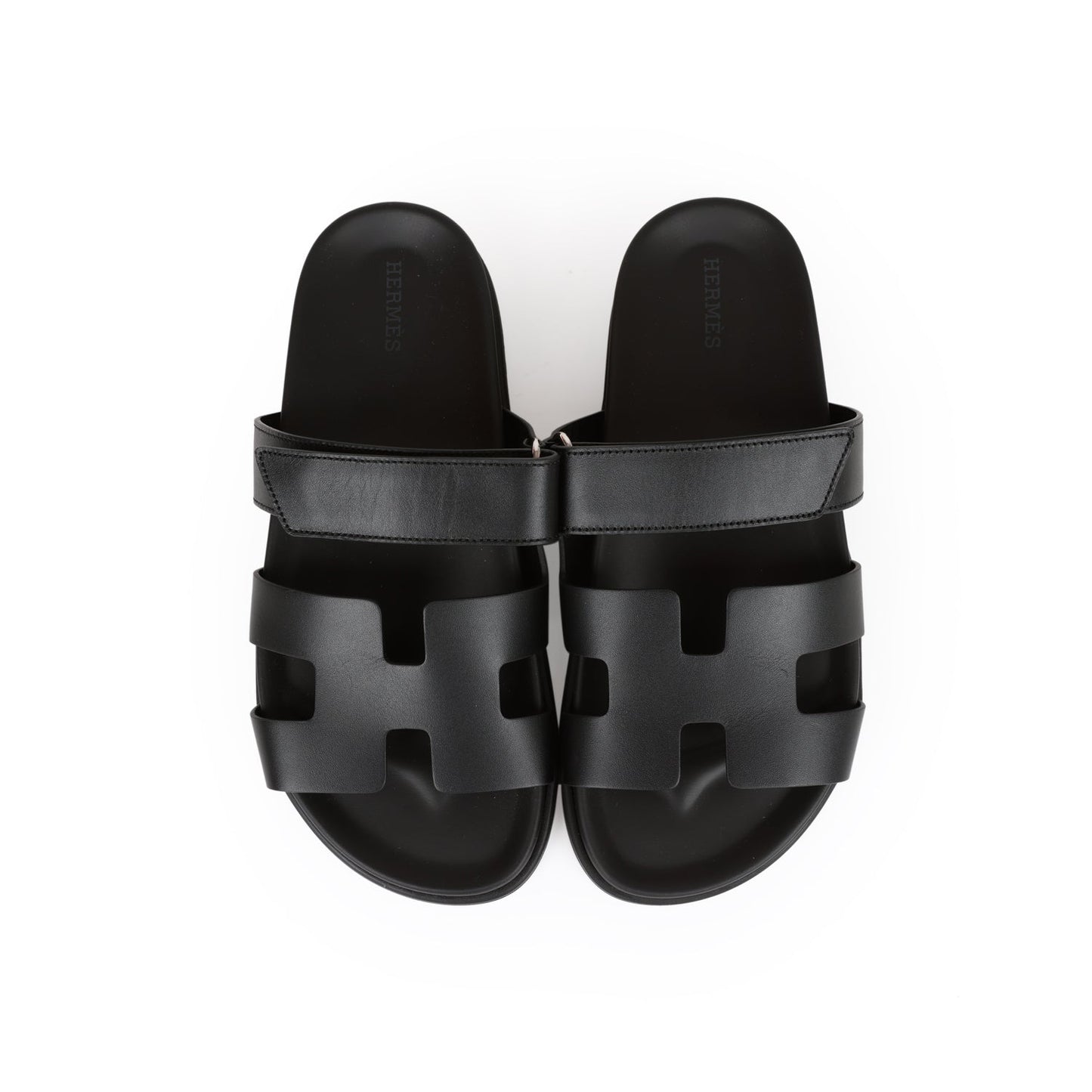 Hermes Chypre Sandals Black Calfskin 38