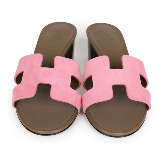 Hermes Oasis Sandals Rose Suede 36.5