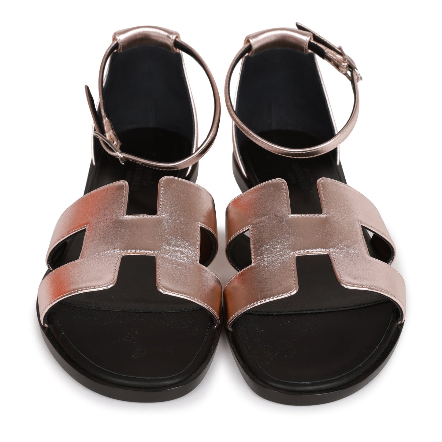 Hermes Santorini Sandals Metallic Pink 37