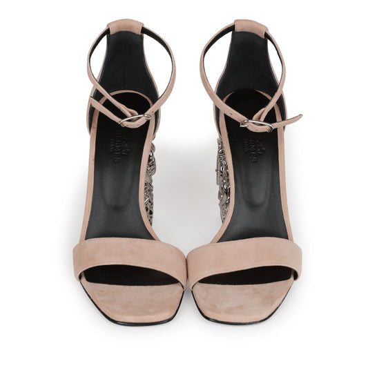 Hermes Glam 105 Sandals Beige Suede 38