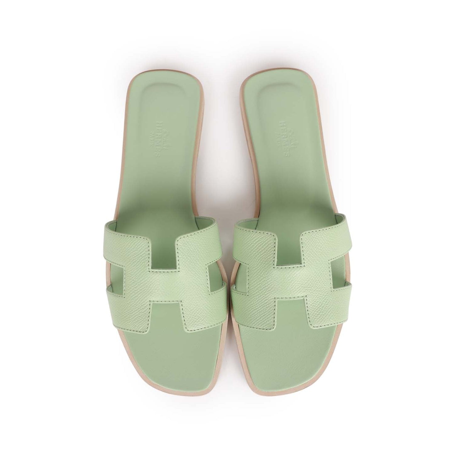 Hermes Oran Sandals Vert Jade Epsom 39.5 EU