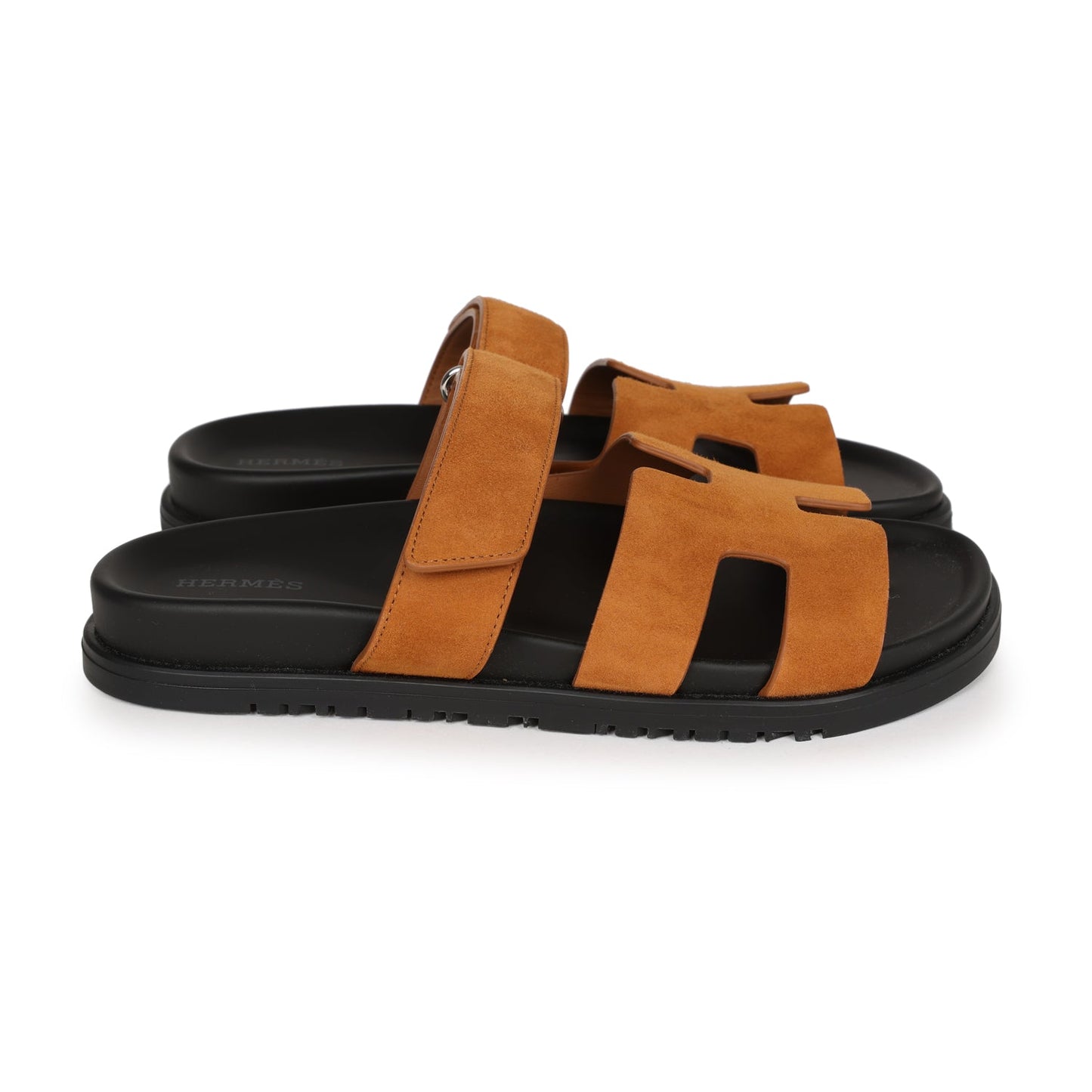 Hermes Chypre Sandals Kraft Suede 38 EU