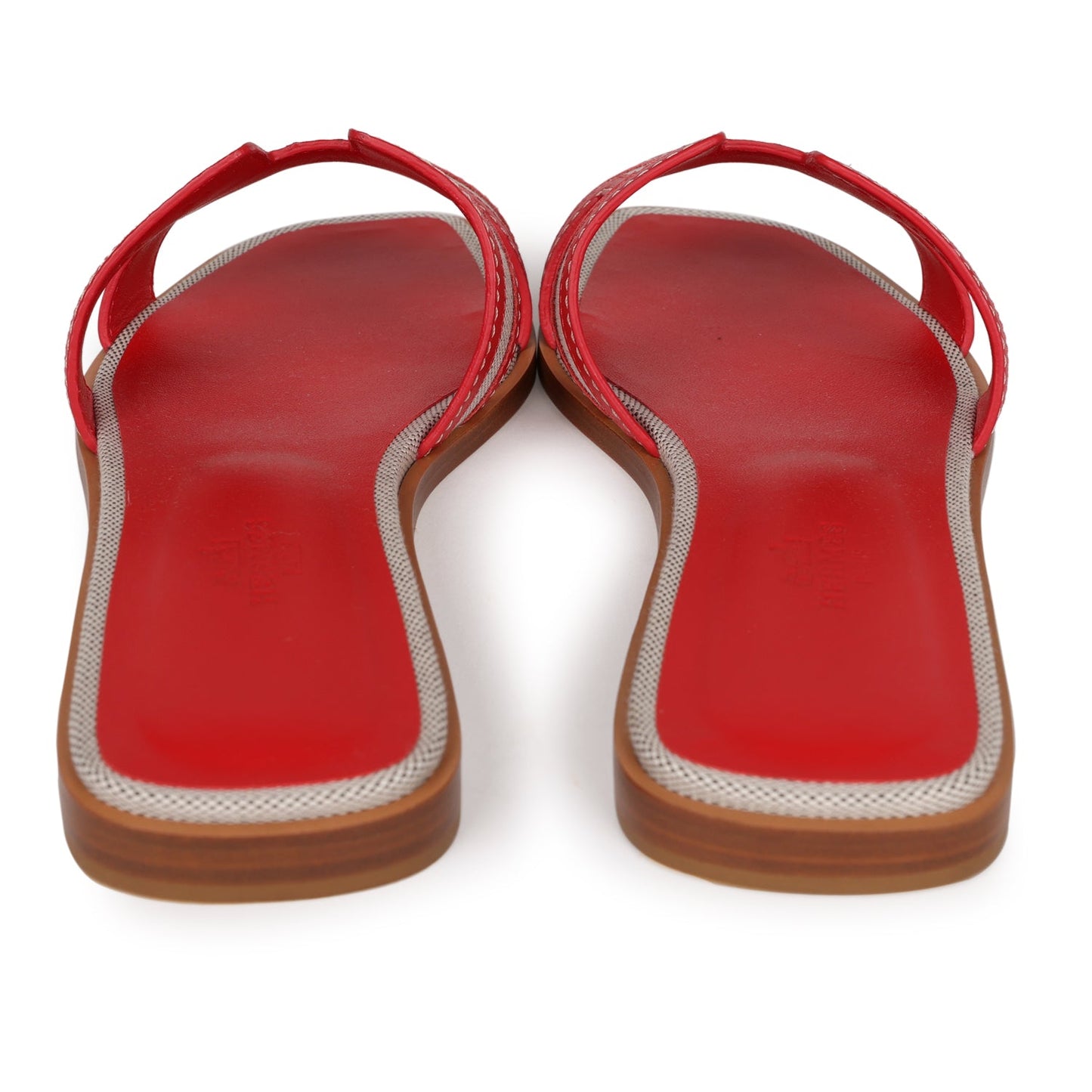 Hermes Oran Sandals Prunoir Rouge Canvas 38.5