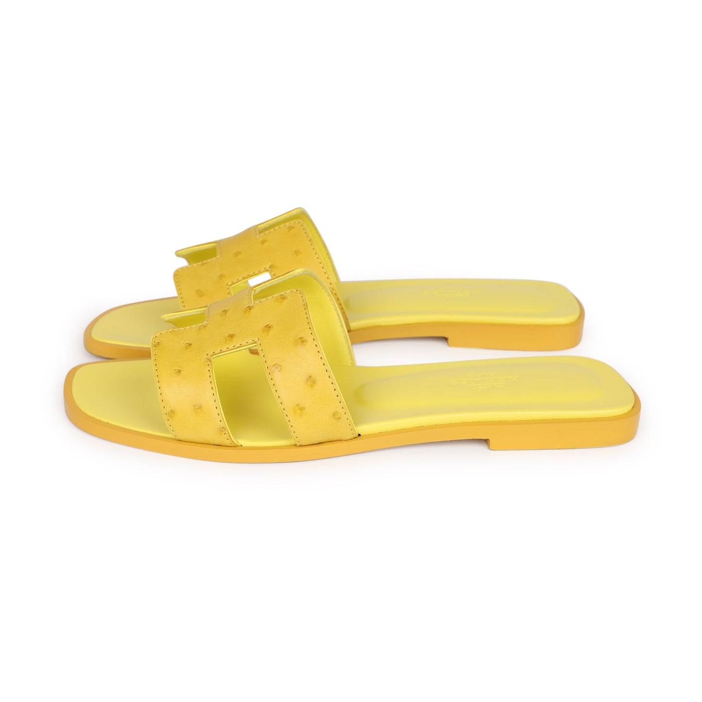 Hermes Oran Sandals Jaune Curcuma Ostrich 37