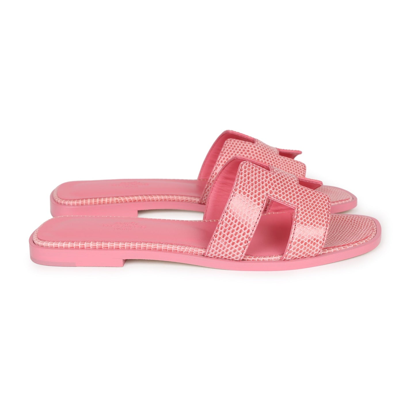 Hermes Oran Sandals Rose Jaipur Lizard 37