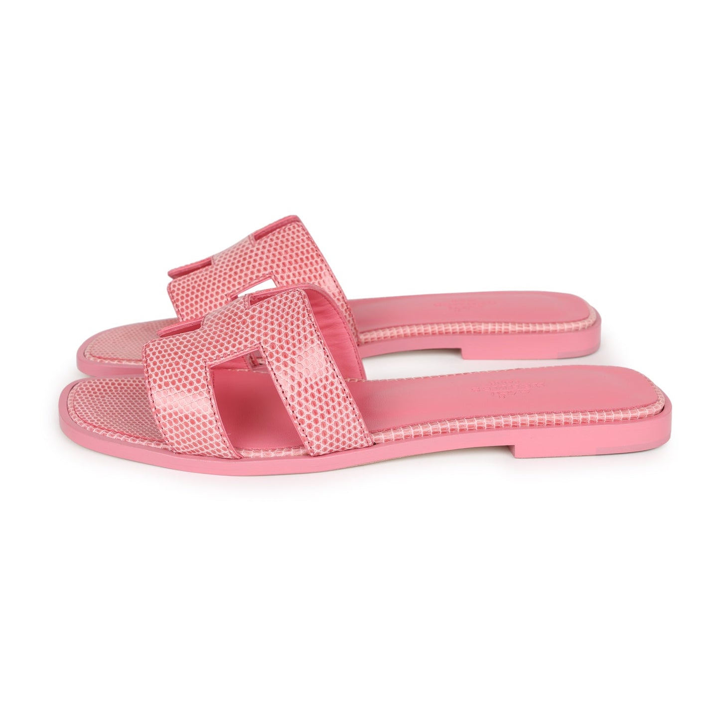 Hermes Oran Sandals Rose Jaipur Lizard 37