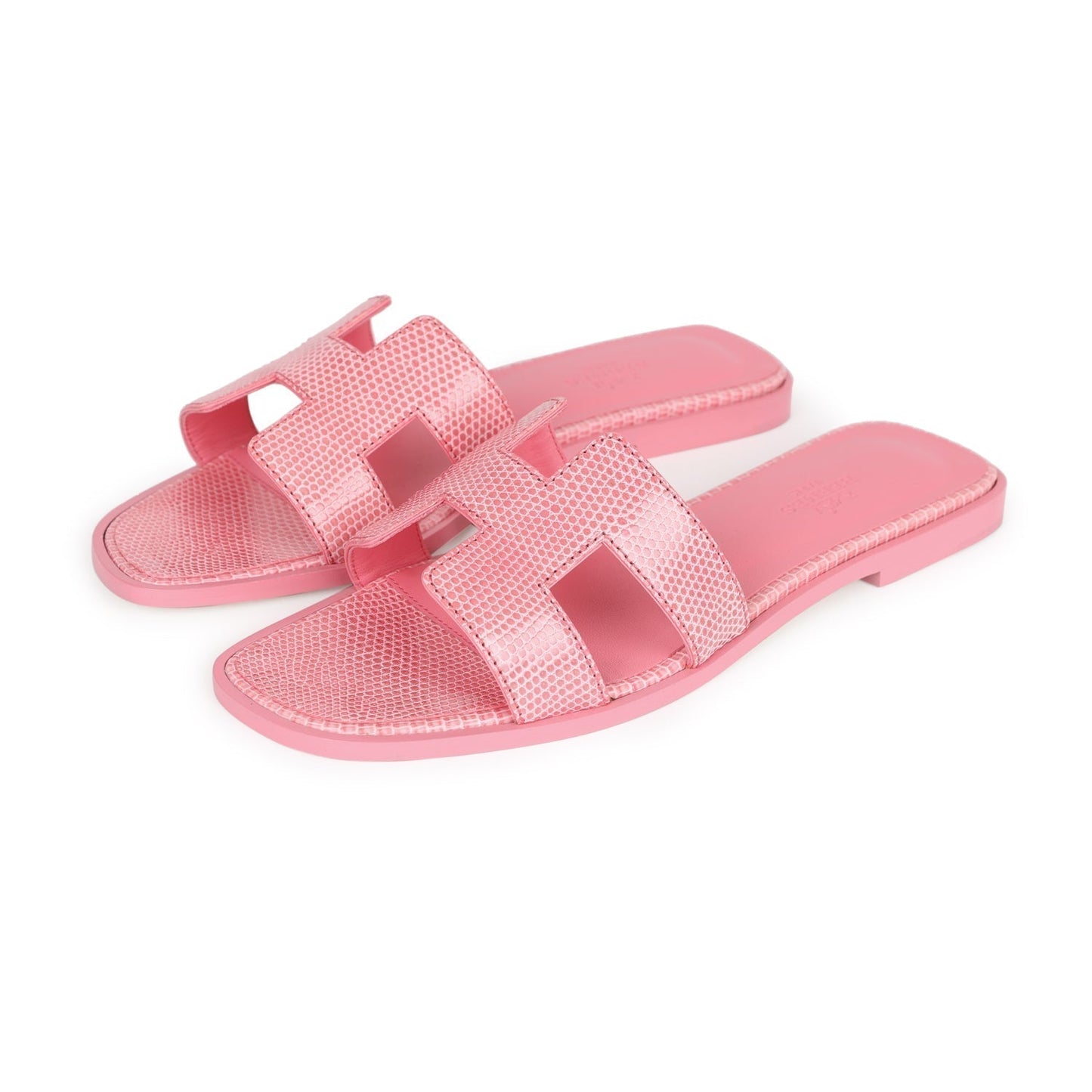 Hermes Oran Sandals Rose Jaipur Lizard 37