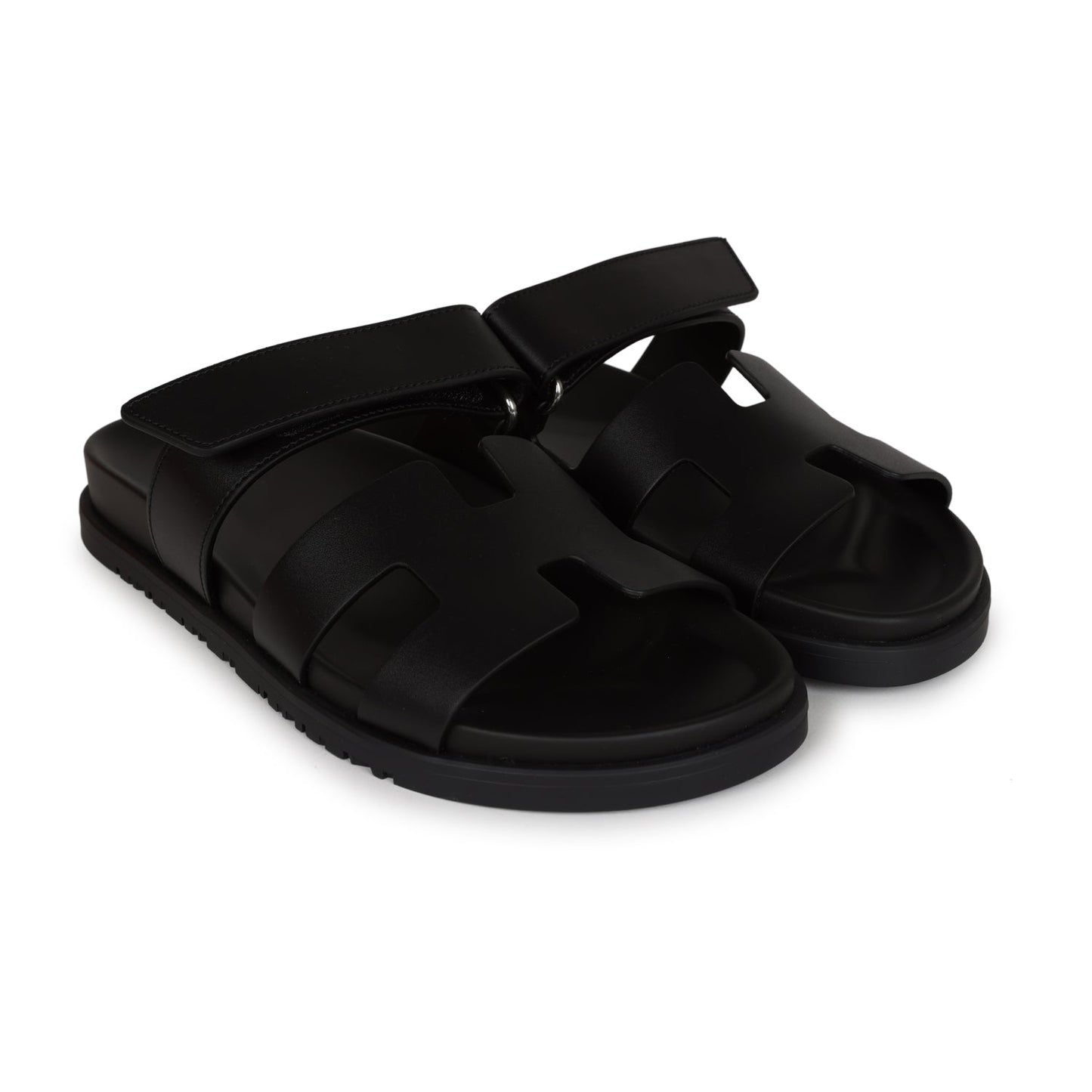 Hermes Chypre Sandals Black Calfskin 38.5 EU