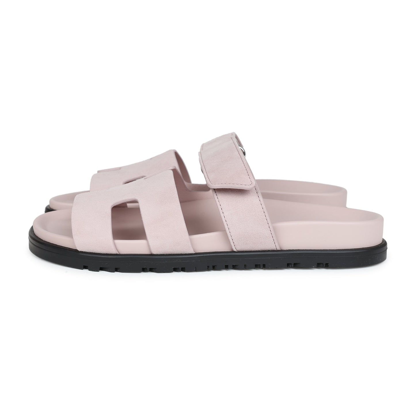 Hermes Chypre Sandals Rose Porcelaine Suede 37.5 EU