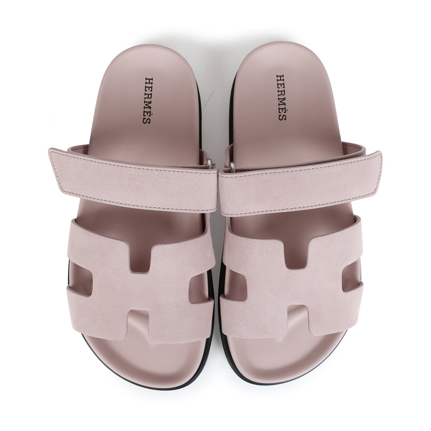 Hermes Chypre Sandals Rose Porcelaine Suede 37.5 EU