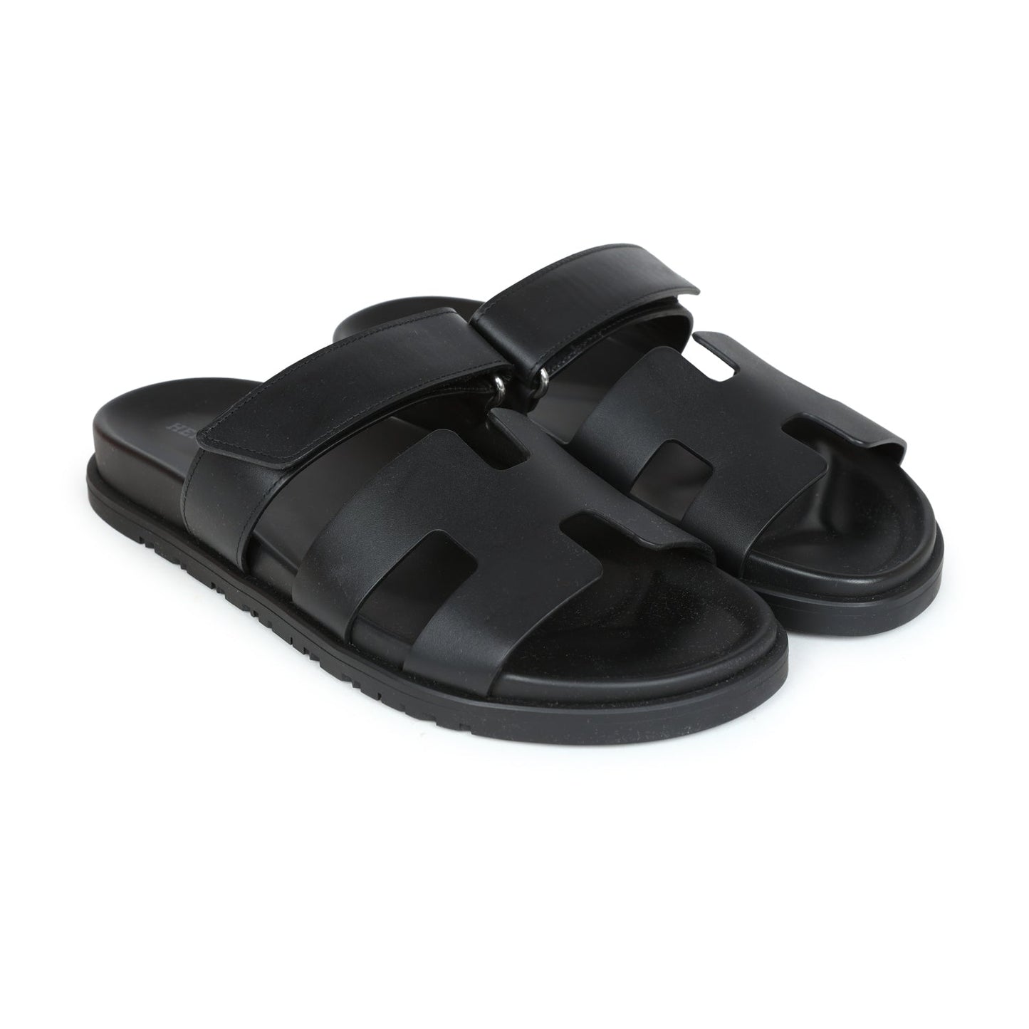 Hermes Chypre Sandals Black Calfskin 39