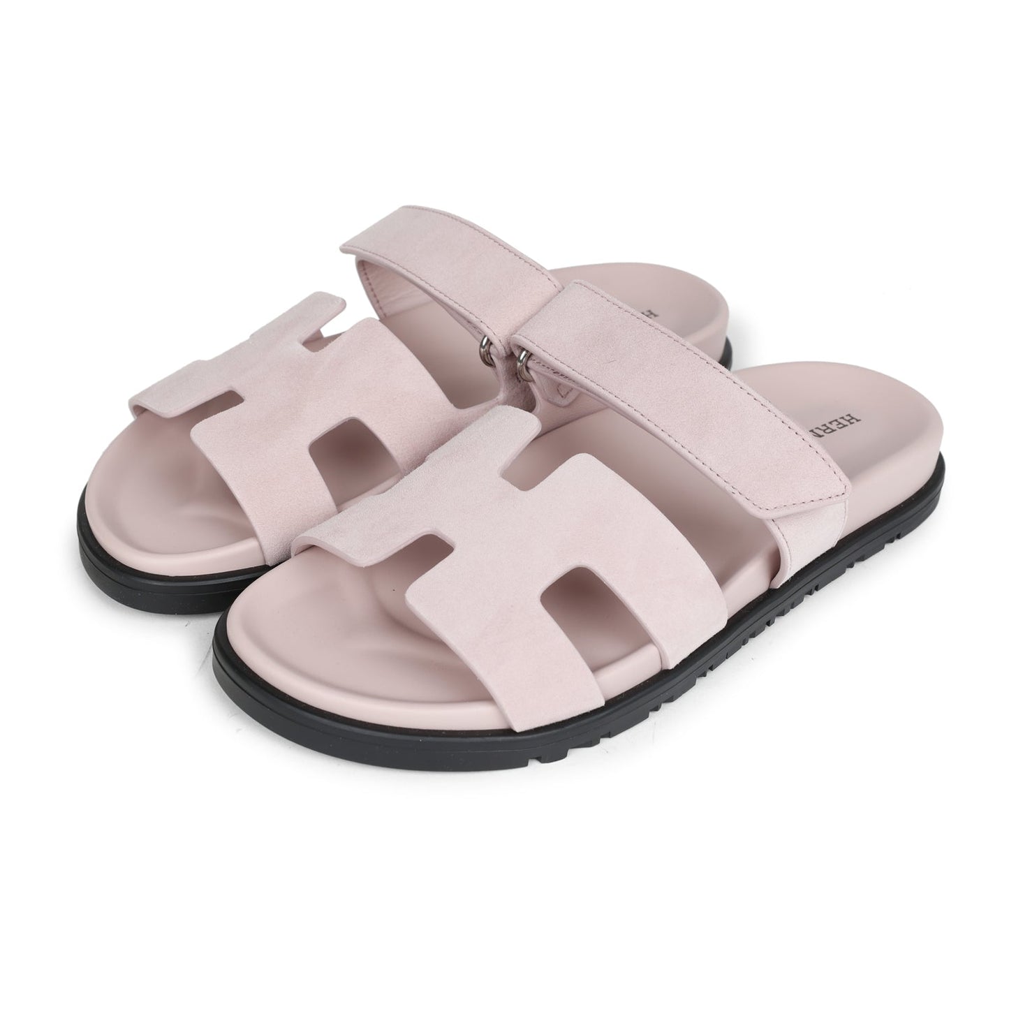 Hermes Chypre Sandals Rose Porcelaine Suede 37 EU