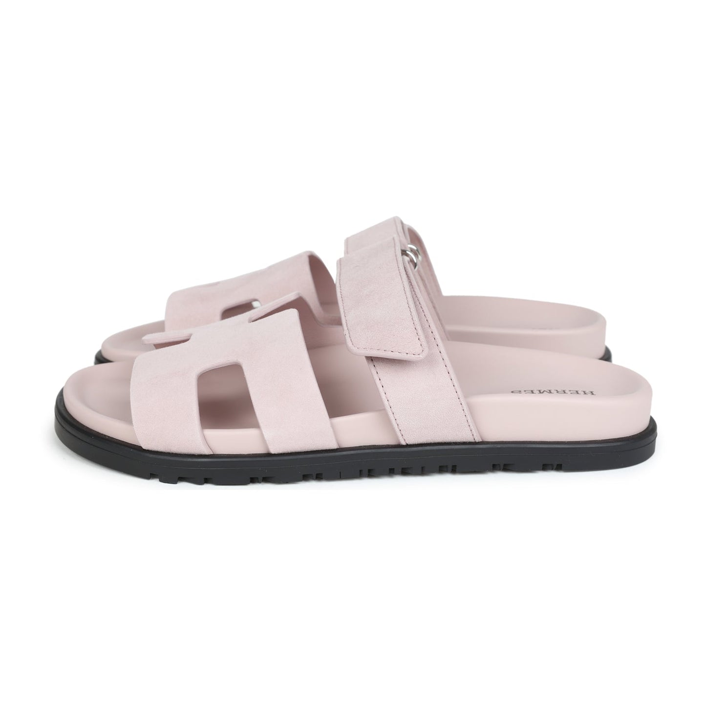 Hermes Chypre Sandals Rose Porcelaine Suede 37 EU