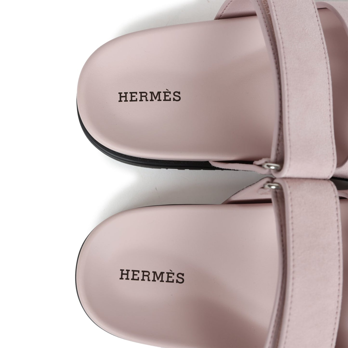 Hermes Chypre Sandals Rose Porcelaine Suede 37 EU