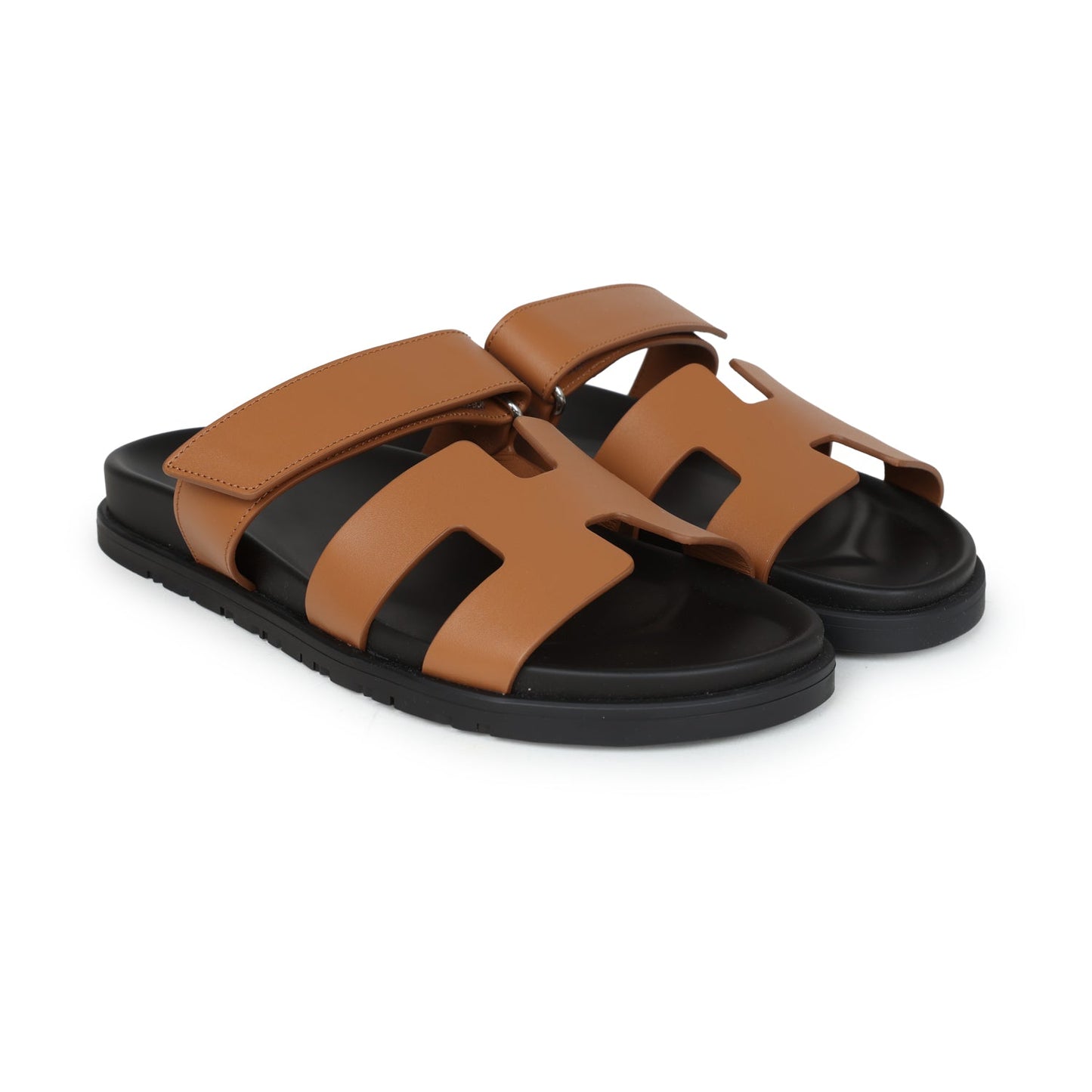 Hermes Chypre Techno Sandals Naturel Calfskin Palladium Hardware 39 EU