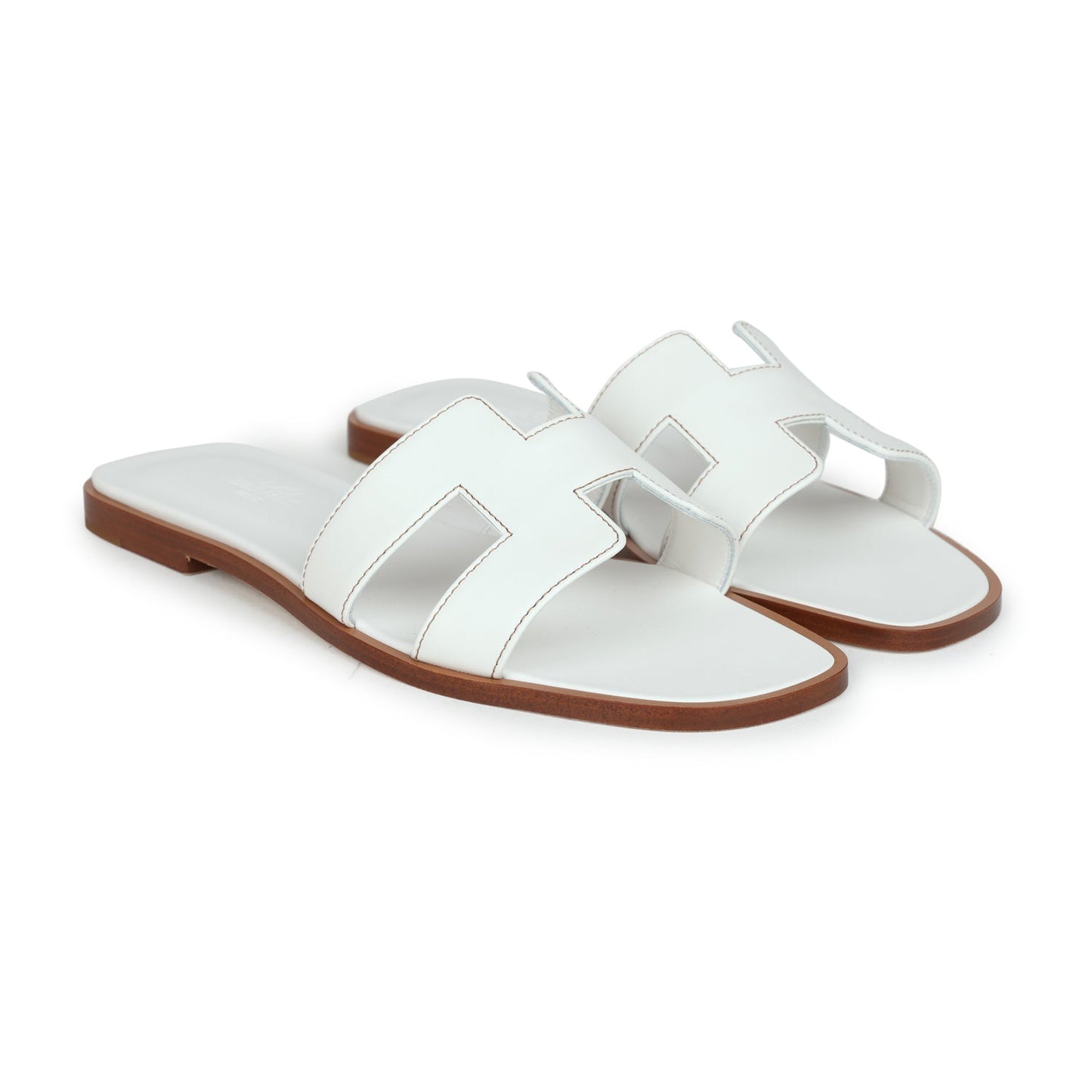 Hermes Oran Sandals White Box Calfskin 38 EU