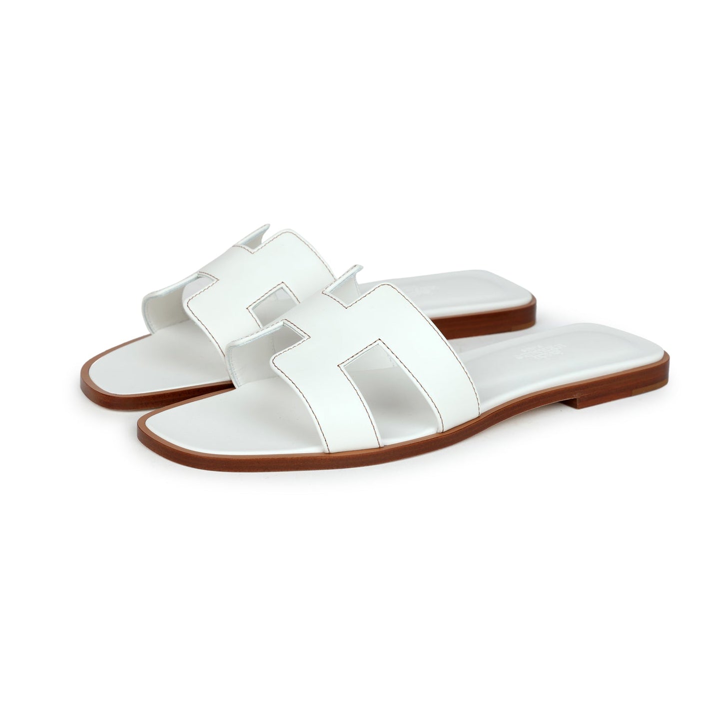 Hermes Oran Sandals White Box Calfskin 38 EU