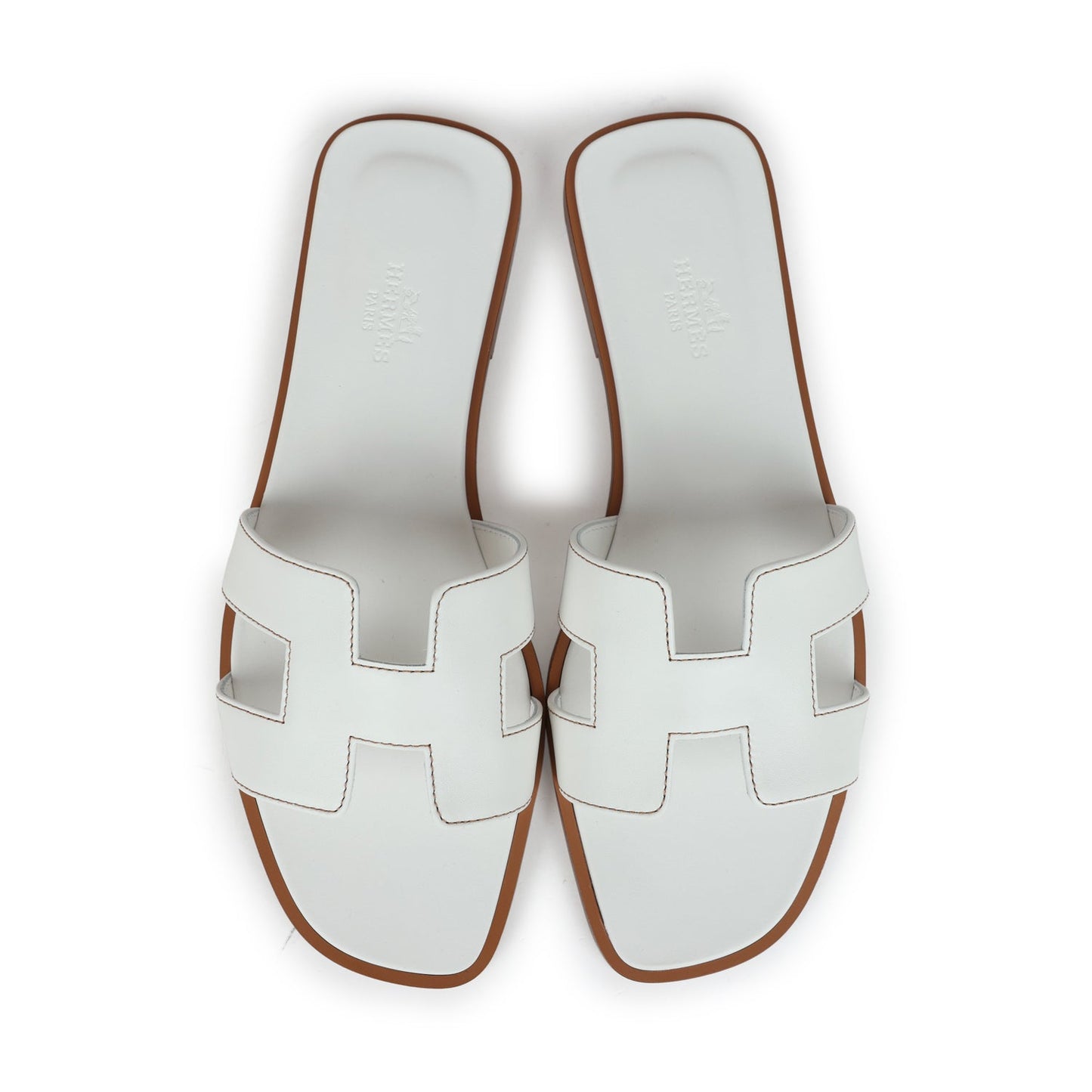 Hermes Oran Sandals White Box Calfskin 38 EU