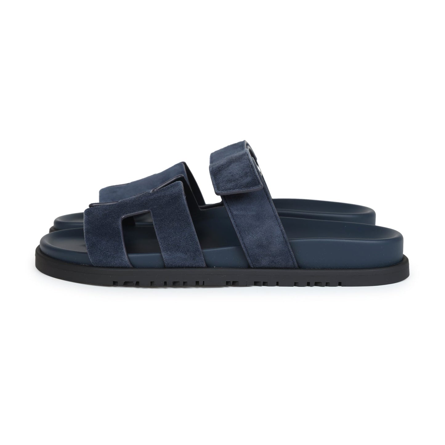 Hermes Chypre Techno Sandals Bleu Celeste Suede 38 EU Palladium Hardware