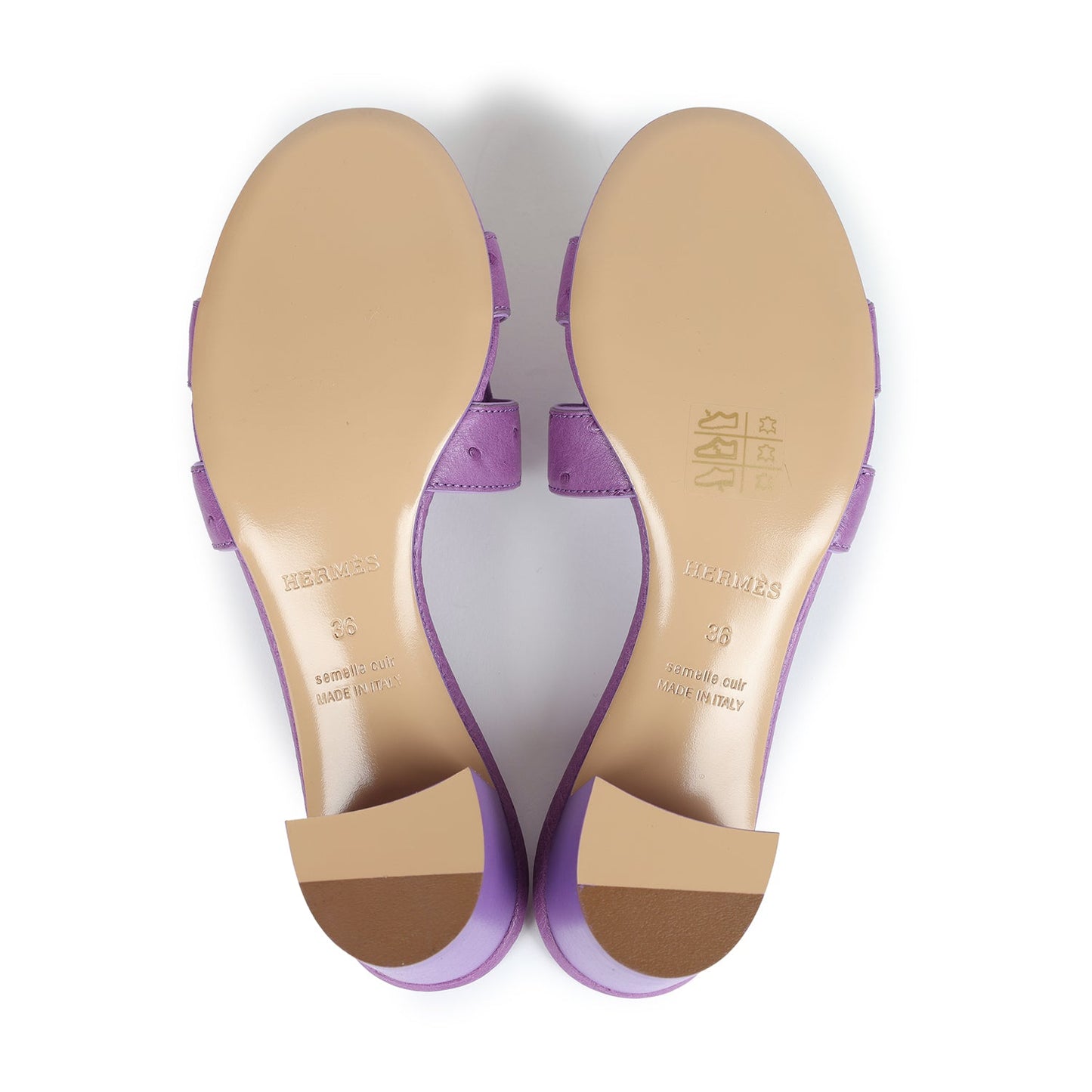 Hermes Oasis Sandals Violet Parme Ostrich 36 EU