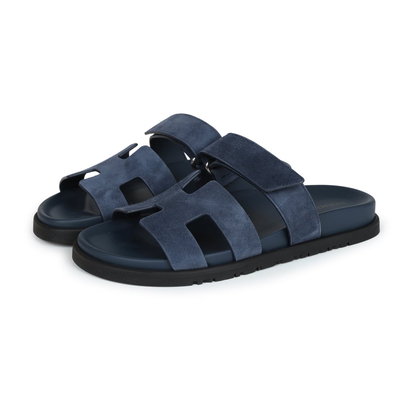 Hermes Chypre Techno Sandals Bleu Celeste Suede 38 EU Palladium Hardware